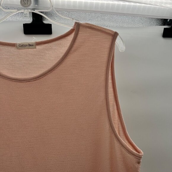 Cotton Bleu Women's Sleeveless Textured Ruffle Hem Top Peach Size XL - Picture 4 of 9